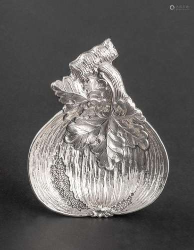 A Buccellati silver dish in the form of a fig with a leafy s...