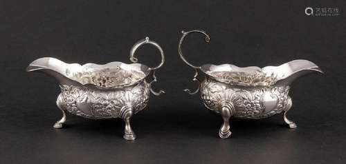 London 1747, a pair of sterling silver sauce boats