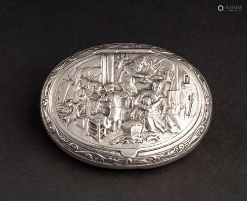 A Dutch silver embossed pill box