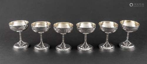 A set of six Chinese export silver champagnes