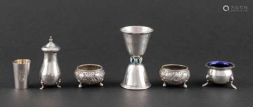 A collection of six silver items