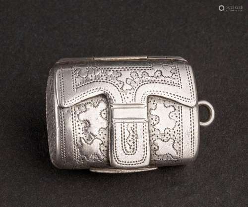 A sterling vinaigrette in the form of a satchel,