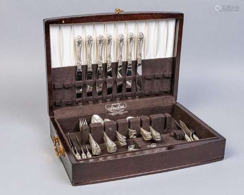 A Northumbria Normandy Rose sterling flatware set,