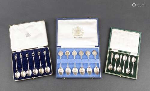 A cased set of six sterling silver Royal Jubilee spoons each...