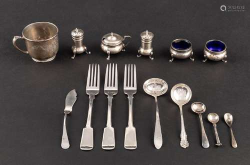 A collection of assorted sterling and plated wares