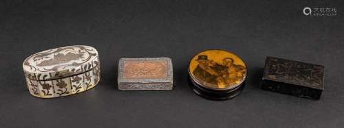 A 19th century mother of pearl and silver inlaid snuff box