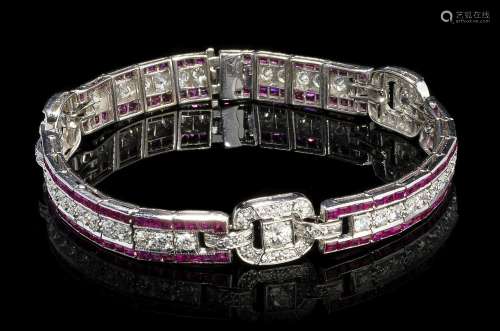 Bracelet de style Art déco composé d'une ligne de diamant en...
