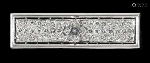 Broche-barrette centrée d'un diamant taille brillant (env. 0...