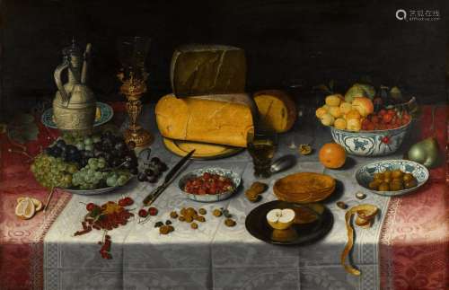 A uitgestald or ‘display piece’ still life of fruit and oliv...
