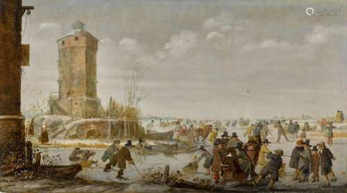 Skaters, kolf players and elegant figures with horse-drawn s...