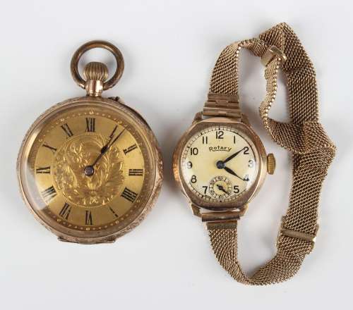 A Rotary 9ct gold circular cased lady's wristwatch, the sign...