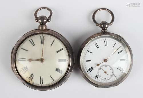 A silver pair cased keywind open-faced gentleman's pocket wa...