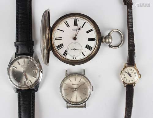 A Bulova steel cased gentleman's wristwatch, the signed silv...