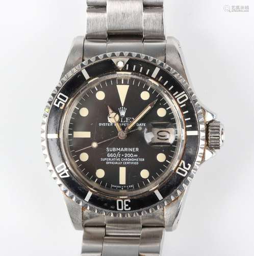 A Rolex Oyster Perpetual Date Submariner stainless steel cas...