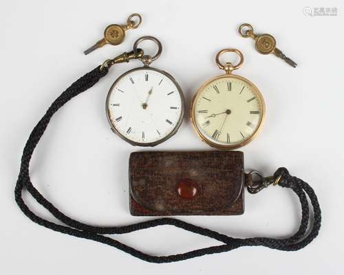 A gold cased keywind open-faced lady's fob watch, the unsign...