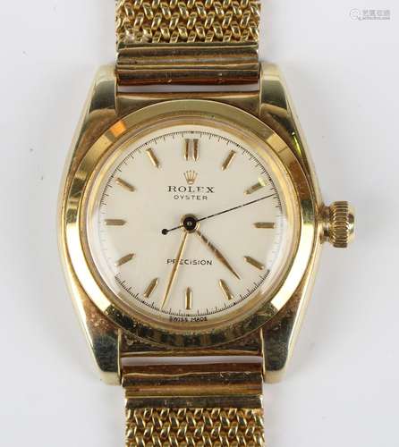 A Rolex Oyster Precision gilt metal fronted and steel backed...