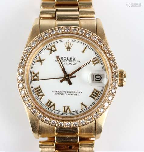 A Rolex Oyster Perpetual Datejust 18ct gold lady's bracelet ...