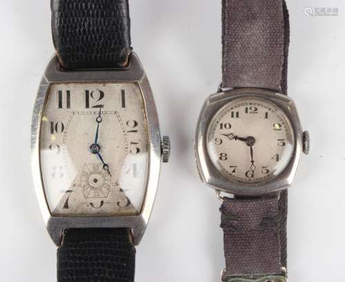 A Herald silver tonneau cased gentleman's wristwatch with si...