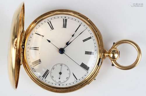 An 18ct gold keywind half hunting cased gentleman's chronogr...