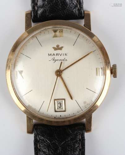 A Marvin Agenda 9ct gold circular cased gentleman's wristwat...