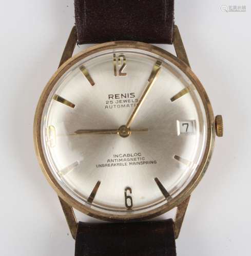 A Renis Automatic 9ct gold circular cased gentleman's wristw...