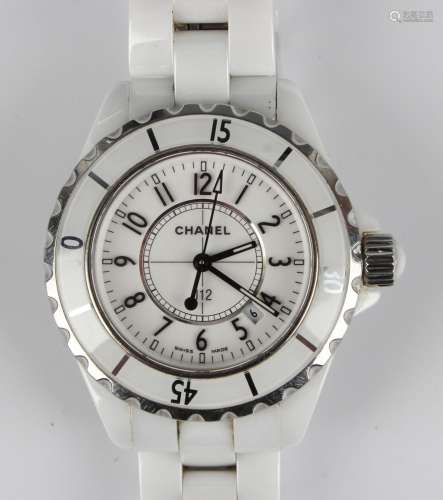 A Chanel J12 white ceramic lady's bracelet wristwatch, Ref. ...
