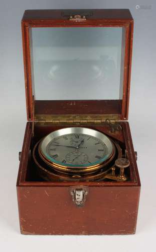 A mid-20th century marine chronometer, the two day chain fus...