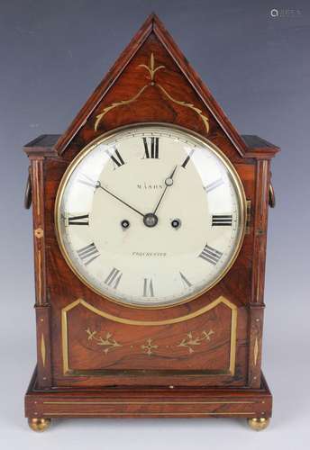 A Regency rosewood bracket clock with eight day twin fusee m...