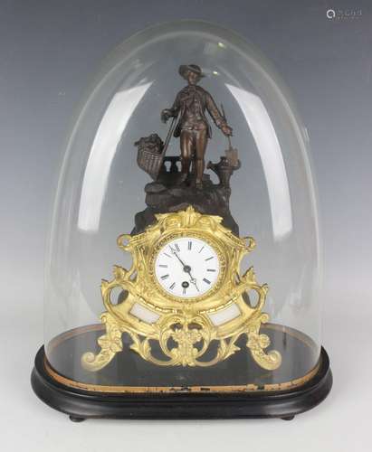 A late 19th century French gilt metal and brown patinated sp...