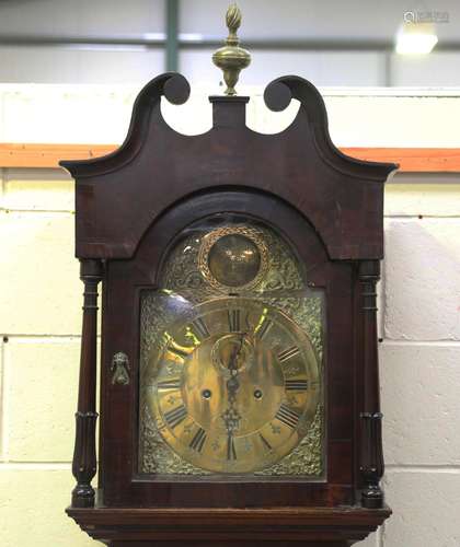 A George III oak and mahogany crossbanded longcase clock wit...