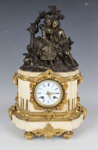 A late 19th century French brown patinated bronze, ormolu an...