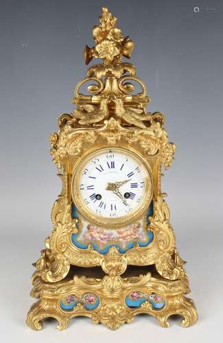 A late 19th century French ormolu and Sèvres style porcelain...