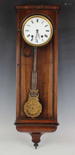 A 19th century rosewood cased Vienna style regulator wall cl...