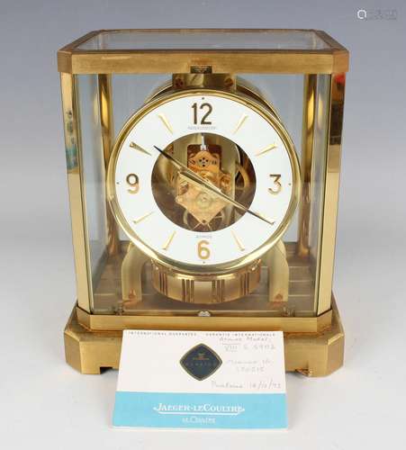 A Jaeger-LeCoultre Atmos mantel timepiece, the gilt brass pe...