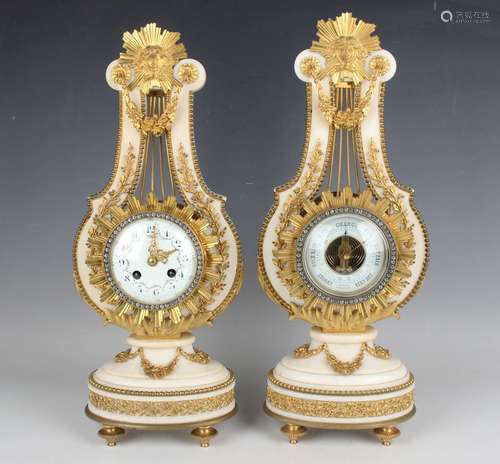 A late 19th century French ormolu mounted white marble Marie...