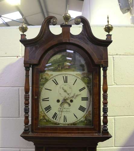 A George III oak and mahogany crossbanded longcase clock wit...