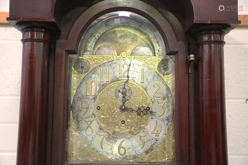 An early 20th century mahogany and glazed longcase clock, th...