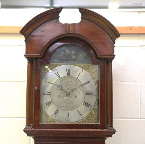 A George III oak and mahogany crossbanded longcase clock wit...