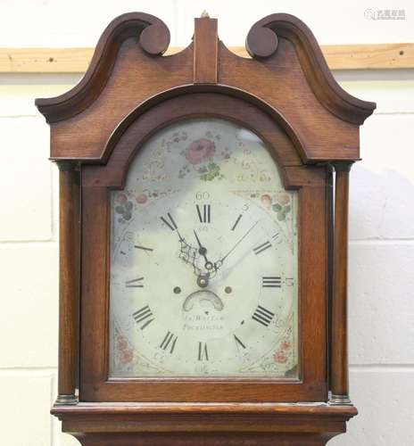 An early 19th century oak longcase clock with thirty hour be...