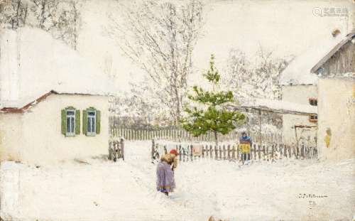 Ivan Pavlovich Pokhitonov (1850-1923),  Cour sous neige, Gor...