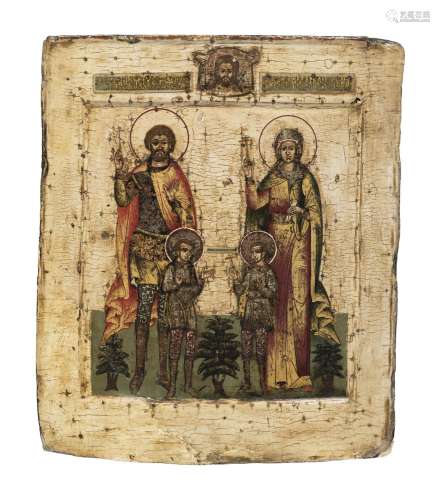 Fils de Grands Chrétiens, icône sur panneau, Russie XVI-XVII...