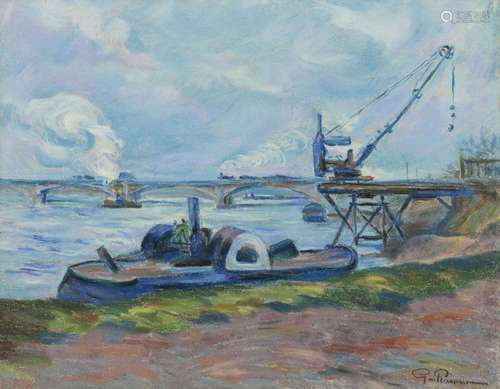 Armand Guillaumin (1841-1927),  La Seine à Paris , pastel su...