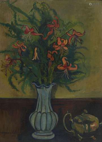 Suzanne Valadon (1865-1938),  Vase de fleurs et théière , 19...