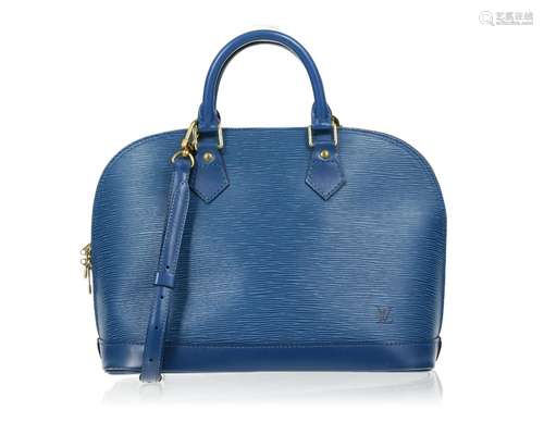 Louis Vuitton, sac Alma en cuir épi bleu Toledo, bandoulière...