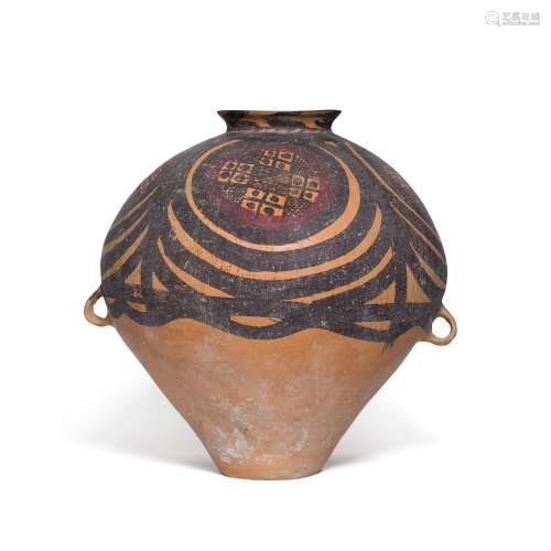 A large painted pottery jar, Neolithic period, Majiayao cult...