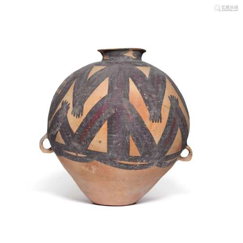 A large painted pottery jar, Neolithic period, Majiayao Cult...