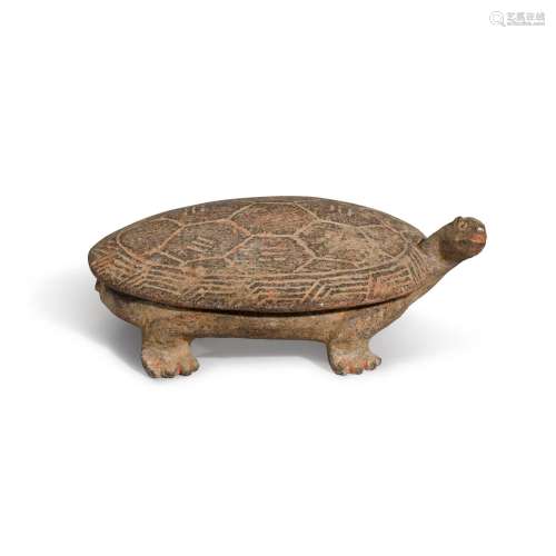 A tortoise-form pottery inkstone and cover, Eastern Han dyna...