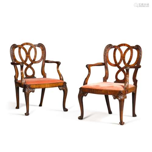 A pair of George III carved mahogany armchairs, circa 1760