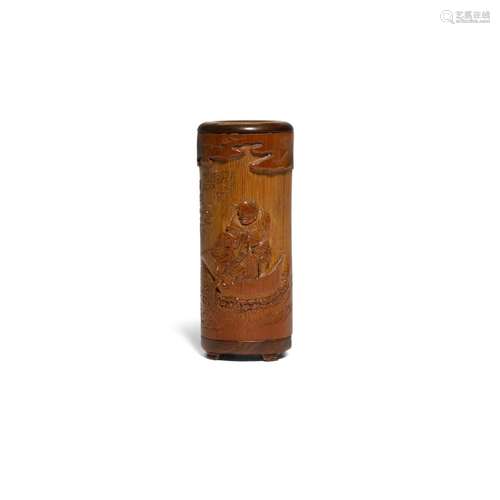 A small carved bamboo brushpot, Qing dynasty, 18th/19th cent...