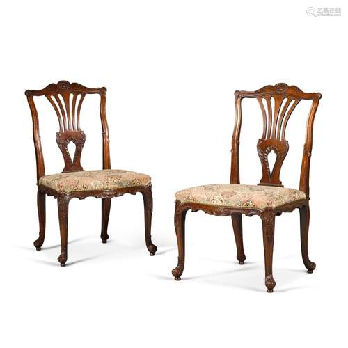 A pair of George II mahogany side chairs, mid-18th century, ...